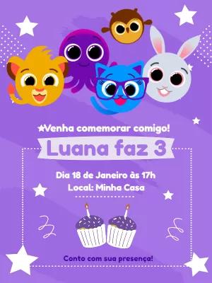 Convite de Aniversário Bolofofos para Editar Online