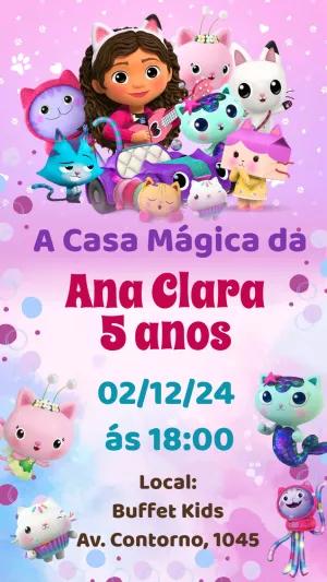 Convite Aniversário A Casa Mágica da Gaby para Editar Online
