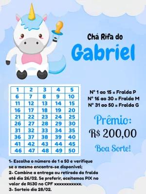 Chá Rifa Unicórnio Menino: Convite Editável Online