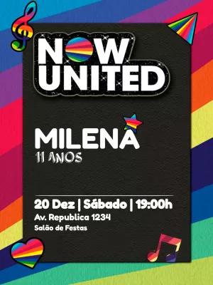 Convite de Aniversário Now United para Editar Online