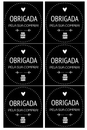 Adesivo Obrigada pela Compra Editável para Personalizar Online