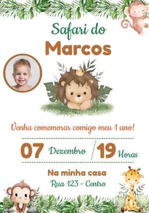 Convite de Aniversário Safari com Foto para Editar Online