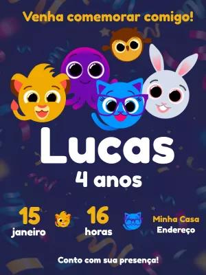 Convite de Aniversário Bolofofos com a Turma para Editar Online