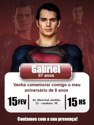 Convite de Aniversário Superman para Editar e Imprimir