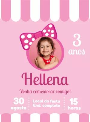 Convite Aniversário Minnie Rosa com Foto para Editar Online