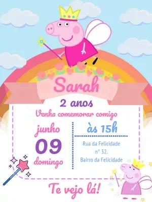 Convite Aniversário Peppa Pig Fada para Editar Online