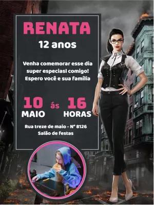 Convite de Aniversário Free Fire com Foto para Editar Online