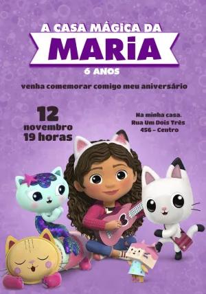 Convite Aniversário A Casa Mágica da Gabby para Editar Online
