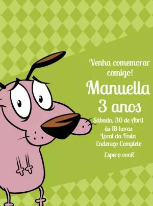 Convite de Aniversário Coragem o Cão Covarde para Editar