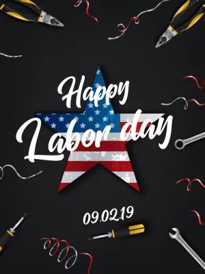 Labor Day Post with American Flag & Tools to Edit