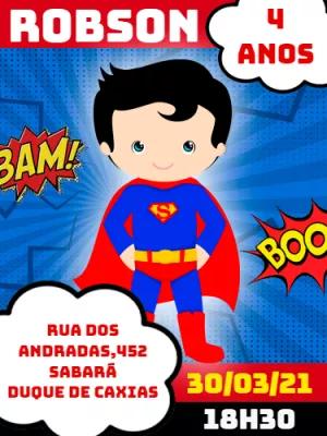 Convite de Aniversário Super Homem para Editar Online