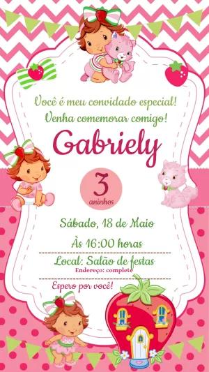 Convite de Aniversário Moranguinho Baby para Editar Online