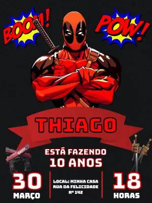 Convite de Aniversário Deadpool para Editar Online