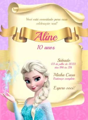 Convite de Aniversário Frozen com a Elsa para Editar Online