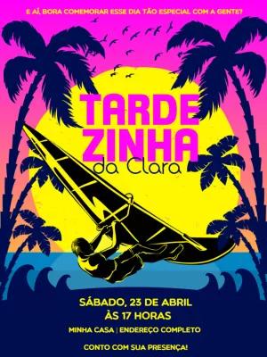 Convite Aniversário Tardezinha Estilo Praia para Editar Online