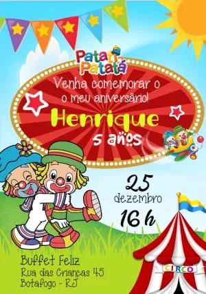 Convite de Aniversário Patati Patatá para Editar Online