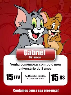 Convite de Aniversário Tom e Jerry para Editar Online