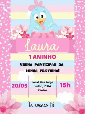 Convite Aniversário Galinha Pintadinha Candy para Editar Online