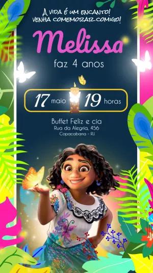 Convite de Aniversário Encanto com Personagens para Editar Online