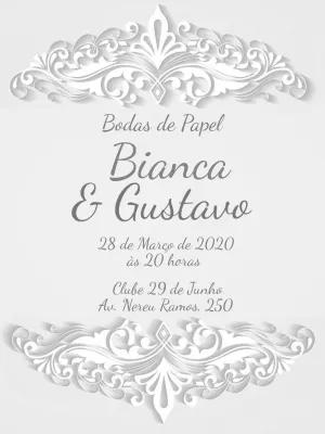 Convite Bodas de Papel Elegante para Editar Online