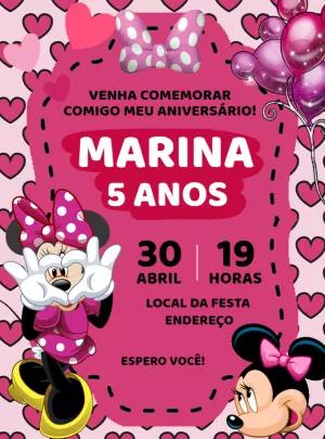 Convite de Aniversário Minnie Mouse para Editar Online
