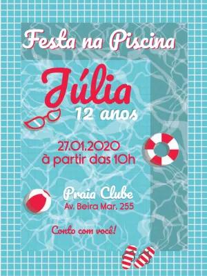 Convite de Aniversário Festa na Piscina para Editar Online