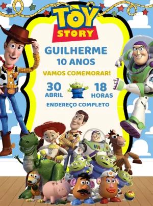 Convite Aniversário Toy Story com Personagens para Editar Online