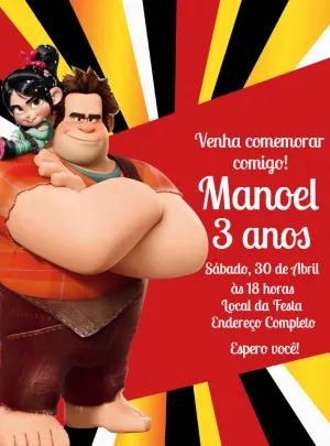 Convite de Aniversário Detona Ralph para Editar Online