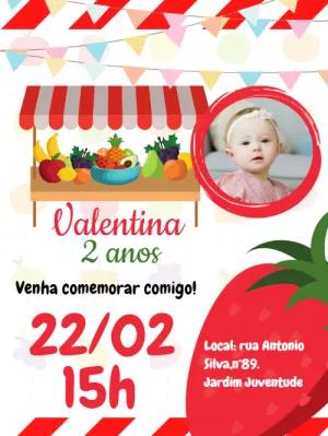 Convite Aniversário Feirinha com Foto para Editar Online