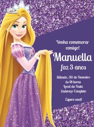 Convite Aniversário Rapunzel Enrolados para Editar Online