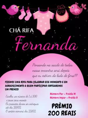 Convite Chá Rifa Menina Varal de Roupas para Editar Online