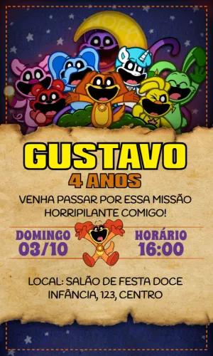 Convite Aniversário Smiling Critters com Personagens para Editar