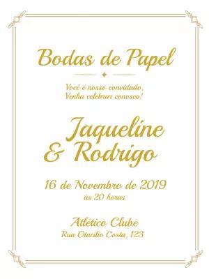 Convite Bodas de Papel Elegante para Editar Online