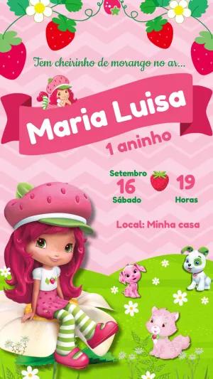 Convite de Aniversário Moranguinho para Editar Online