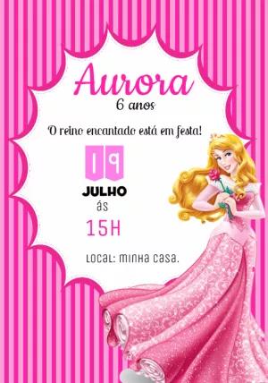 Convite de Aniversário Bela Adormecida para Editar Online