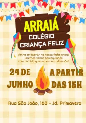 Convite de Arraiá Festa Junina para Editar Online