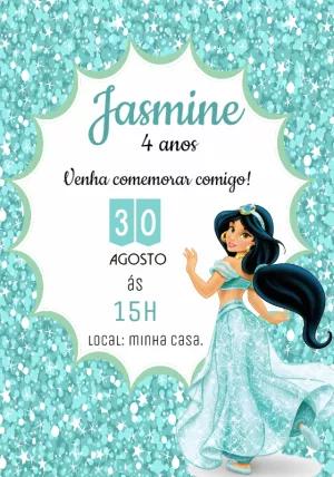 Convite Aniversário Princesa Jasmine para Editar Online