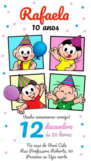 Convite Aniversário Turma da Mônica para Editar e Imprimir