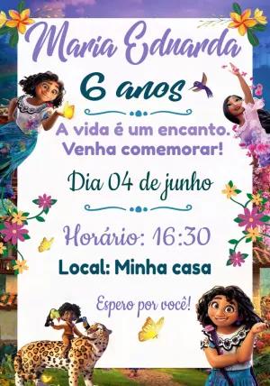 Convite de Aniversário Encanto com Personagens para Editar Online