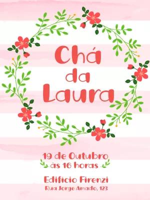 Convite Chá de Panela Floral com Guirlanda para Editar Online