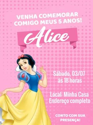 Convite de Aniversário Branca de Neve para Editar Online