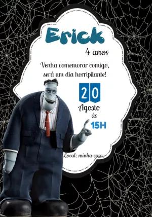 Convite de Aniversário Frank Hotel Transilvânia para Editar