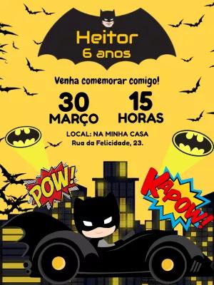 Convite de Aniversário Batman para Editar Online