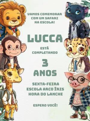 Convite de Aniversário Safari Escolar para Editar Online