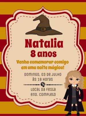 Convite de Aniversário Hermione Grifinória Editável Online