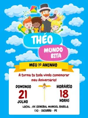 Convite Aniversário Mundo Bita com Personagens para Editar Online