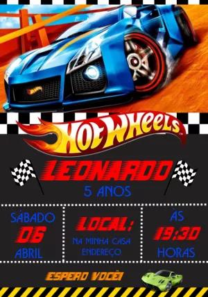 Convite de Aniversário Hot Wheels para Editar Online