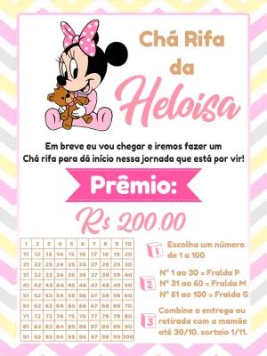 Cartela Chá Rifa Minnie Baby para Editar Online