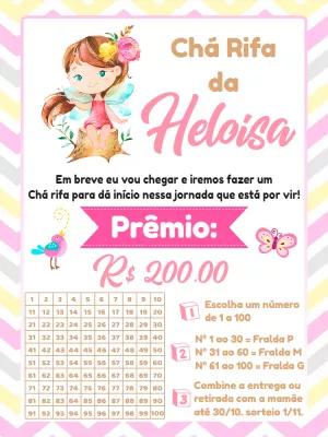 Chá Rifa Jardim Encantado com Fada para Editar Online