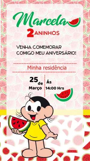 Convite de Aniversário Magali Melancia para Editar Online